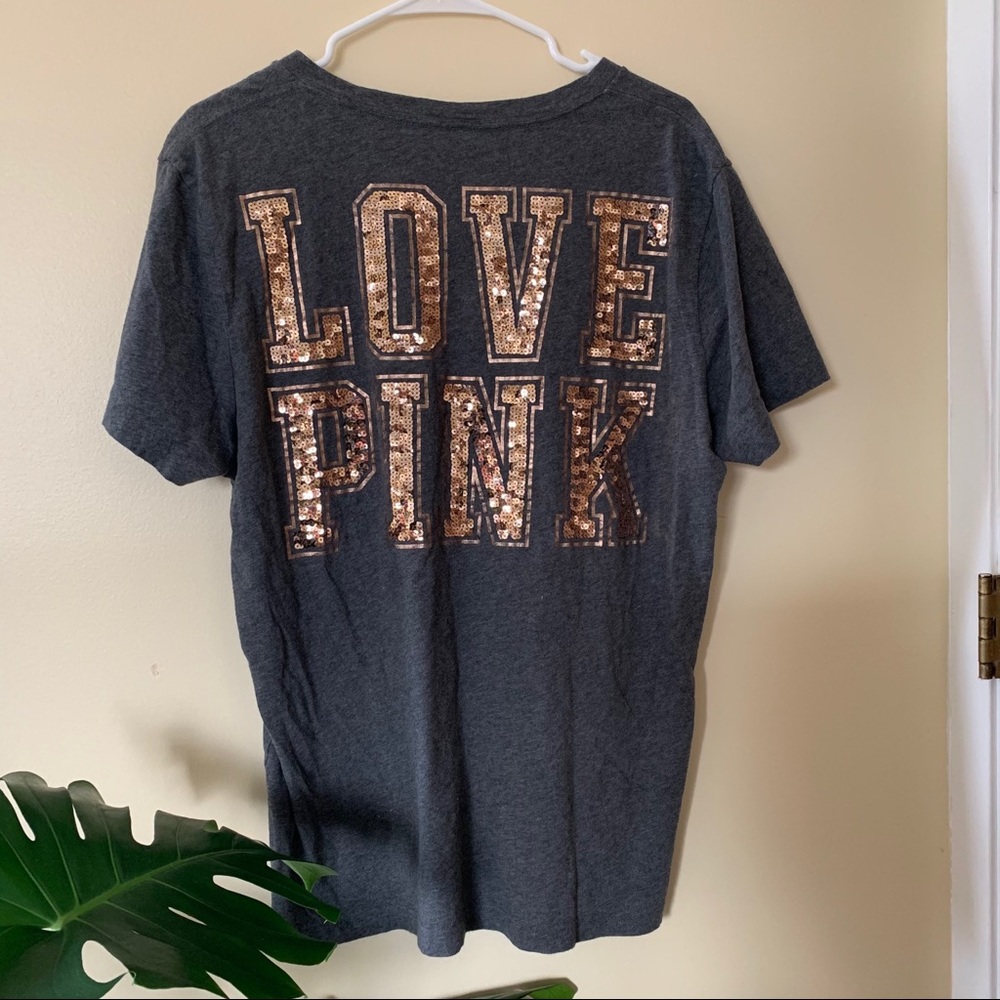 Gray PINK Sparkle Tee